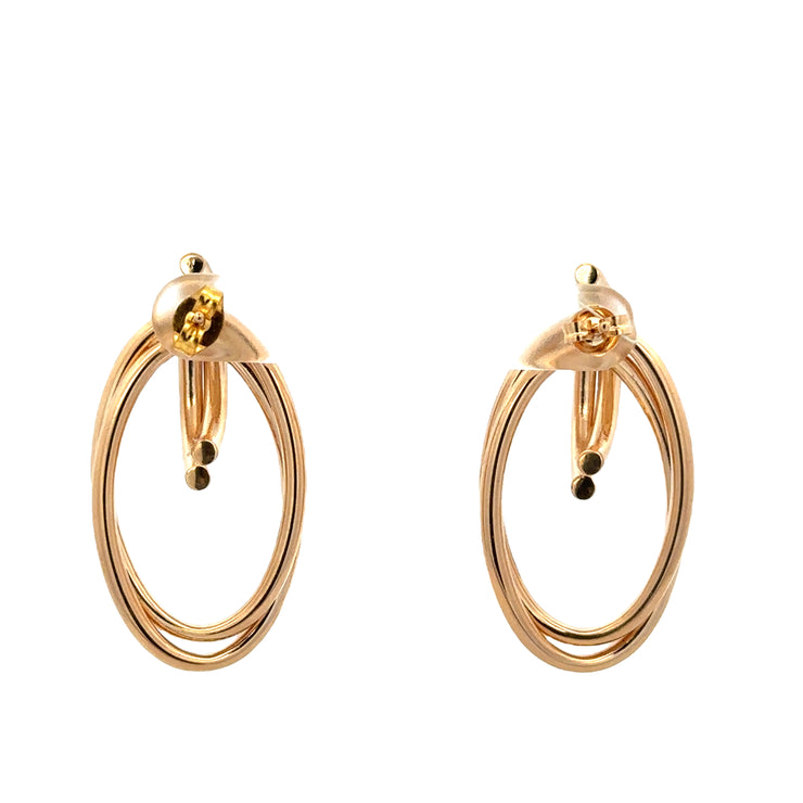 Yellow Gold Oval Fashion Earrings