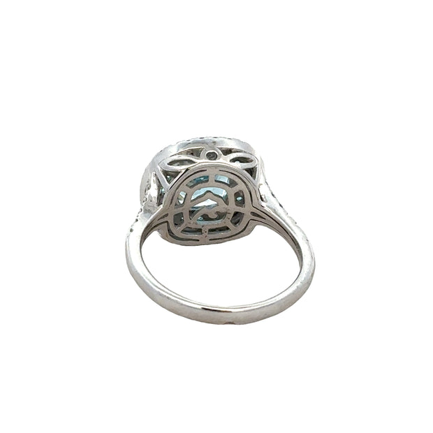 Aquamarine, Tourmaline and Diamond Ring in White Gold