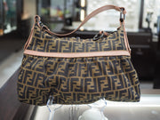 Fendi Chef Zucca Hobo Bag with Dusty Rose Accents