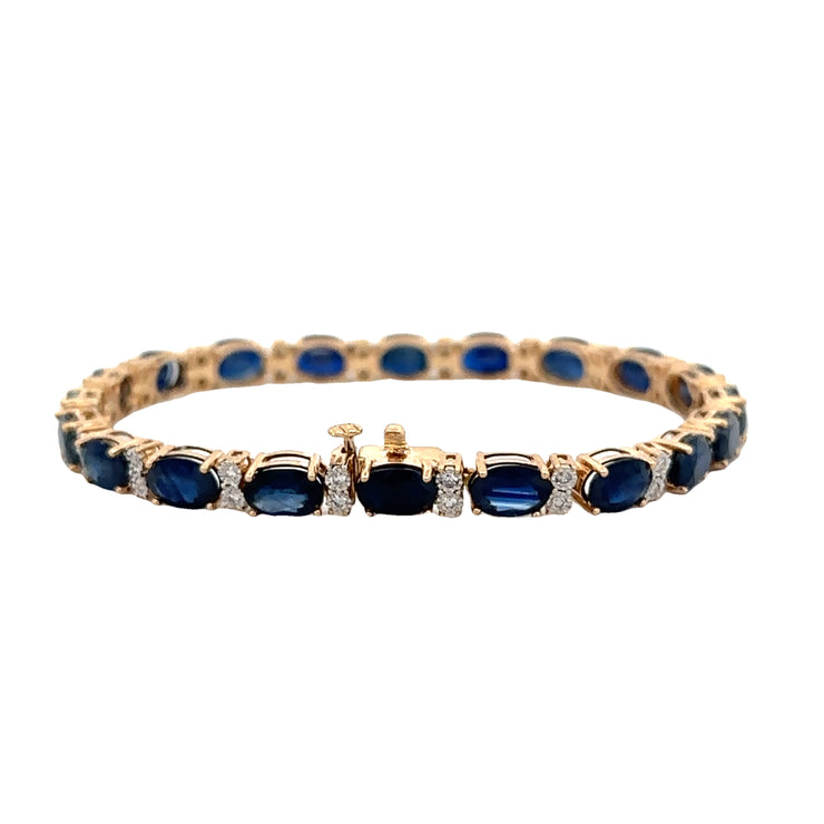 Sapphire and Diamond Bracelet in Yellow Gold