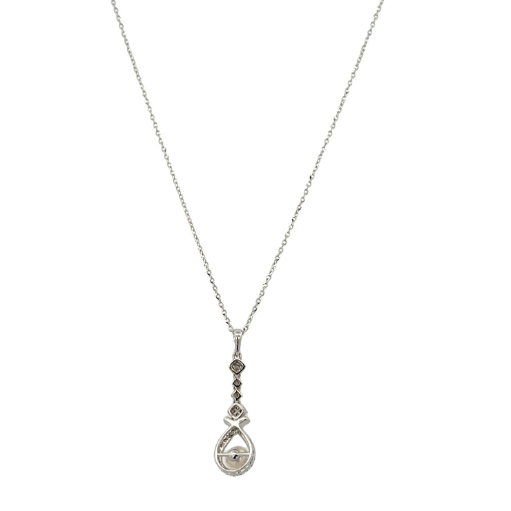 Pearl and Diamond Pendant in White Gold