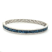Sapphire and Diamond Bangle Bracelet in White Gold