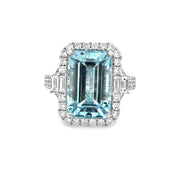 Striking 6.23 ct. Aquamarine and Diamond Ring in 18k White Gold