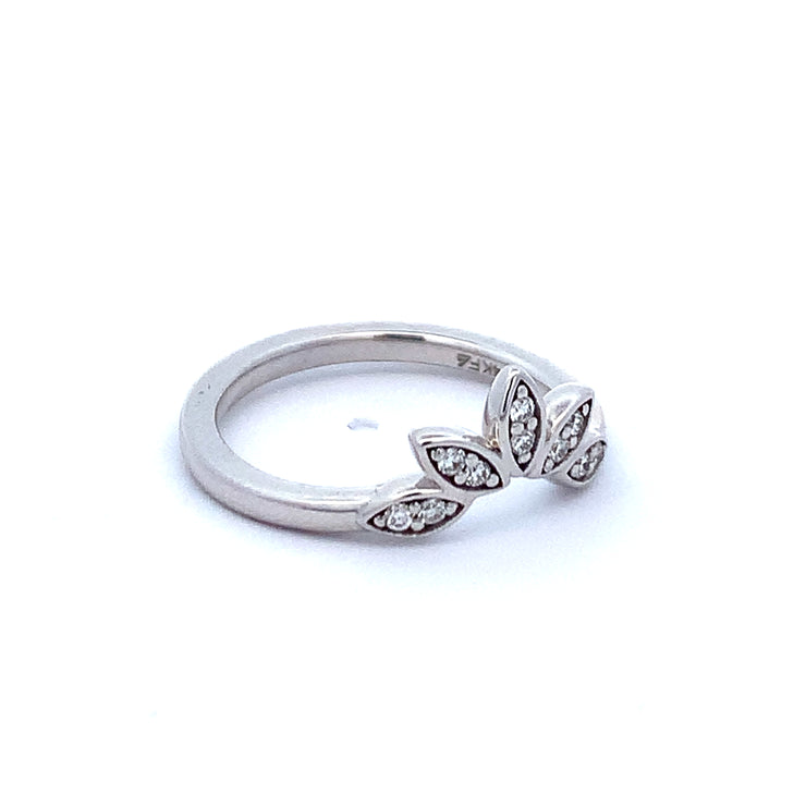 Curved Foliate Style Diamond Band in White Gold