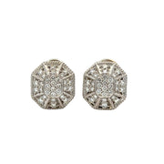 Octagonal Diamond Earrings in 18k White Gold