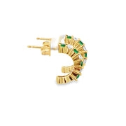 Emerald and Diamond Huggie Earrings in 18k Yellow Gold