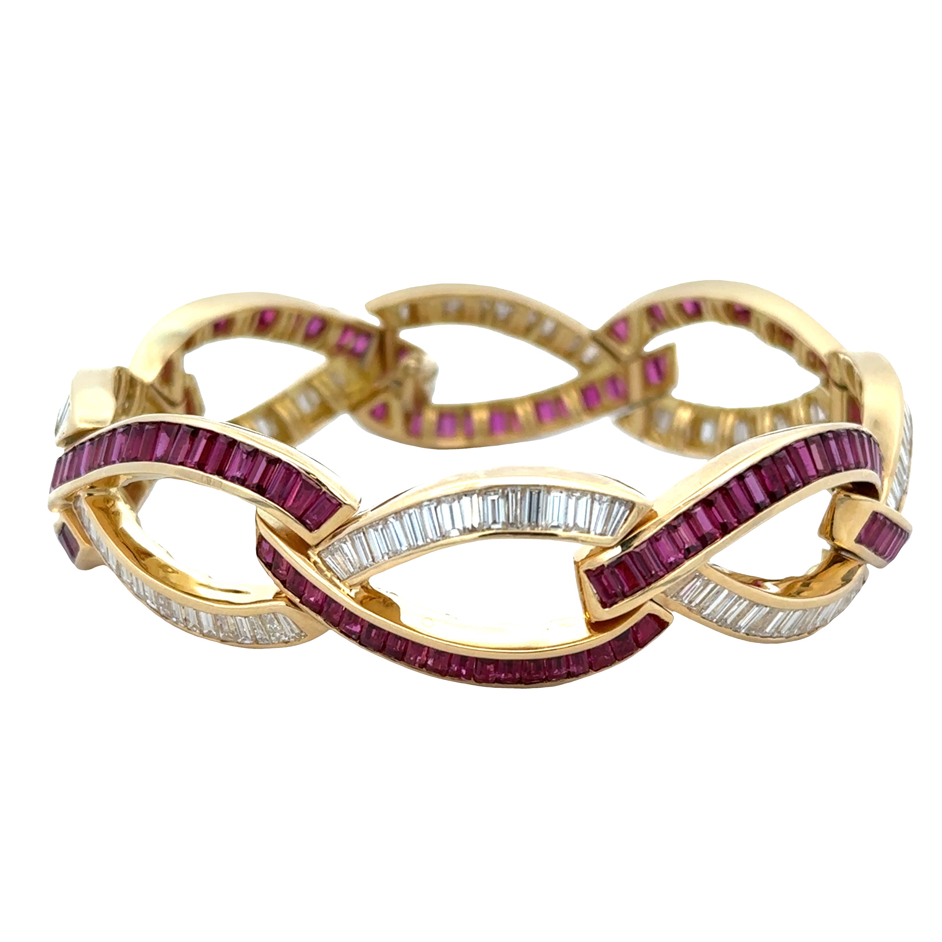 Estate Charles Krypell 18k Yellow Gold Infinity Bracelet with 8.58 CTW Rubies & 6.64 CTW Diamonds