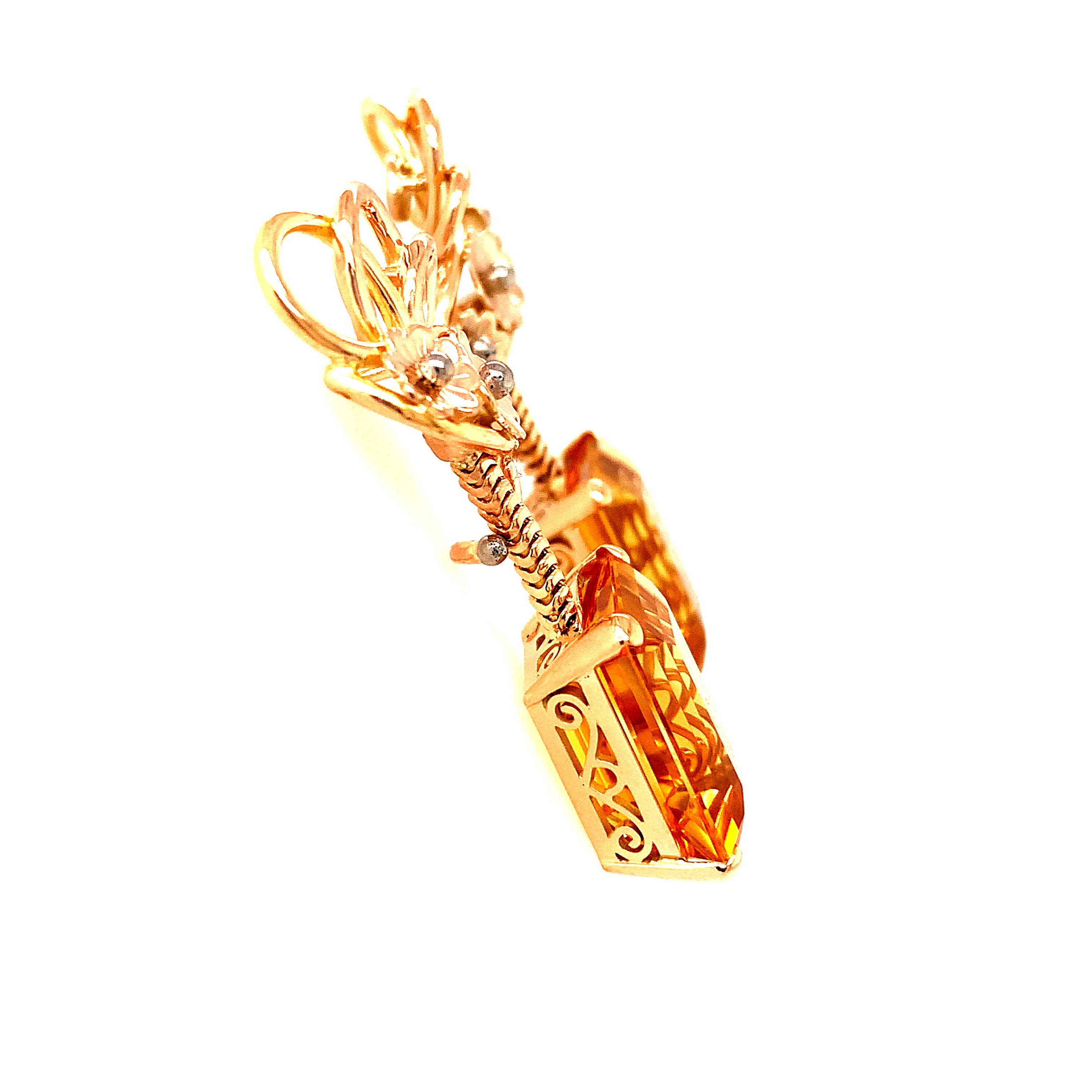 Emerald Cut Citrine Earrings in 18K