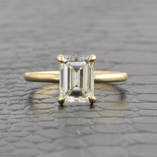 GIA 2.01 ct. I-VVS2 Emerald Cut Diamond Engagement Ring in Yellow Gold