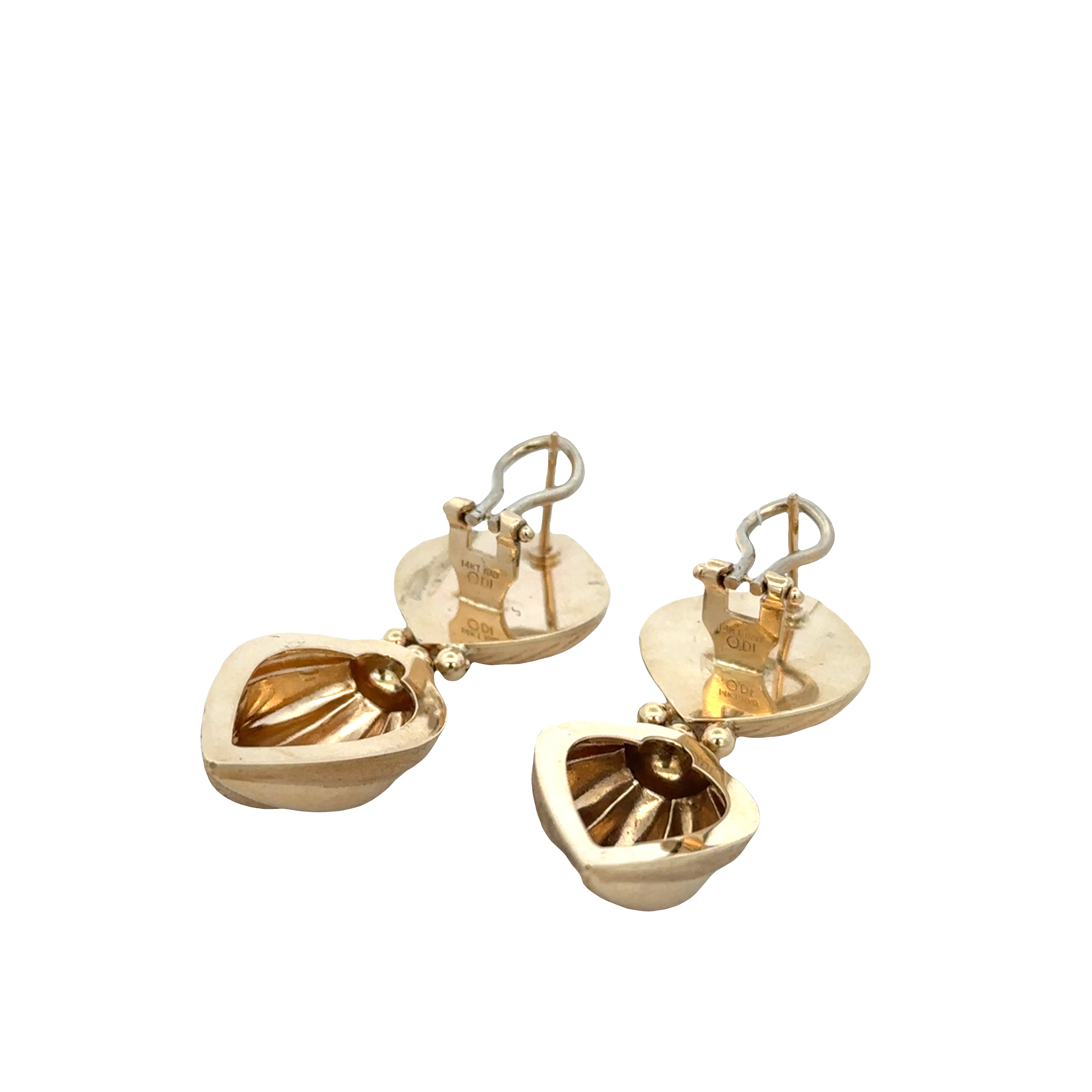 14k Yellow Gold Textured Statement Earrings – 2" Long