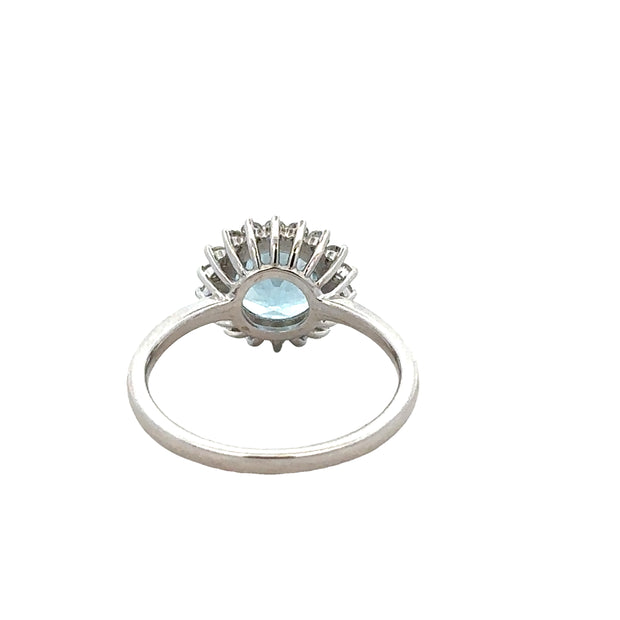 Aquamarine and Diamond Ring in White Gold