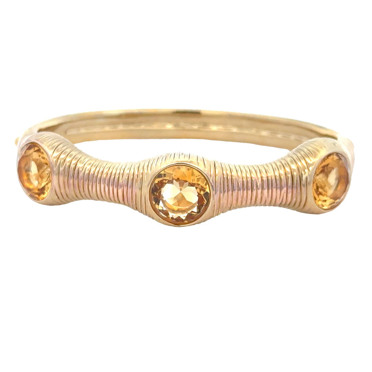 Textured Citrine Bangle in Yellow gold