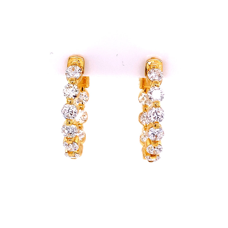 3.15 CTW Diamond Hoop Earrings in 18k Gold