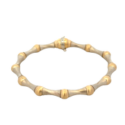 Two Tone Spiral Bracelet in Brushed 14k Gold