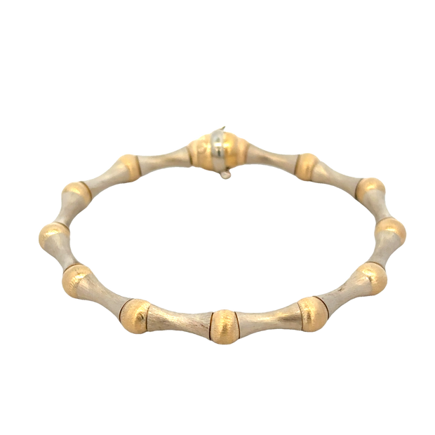 Two Tone Spiral Bracelet in Brushed 14k Gold