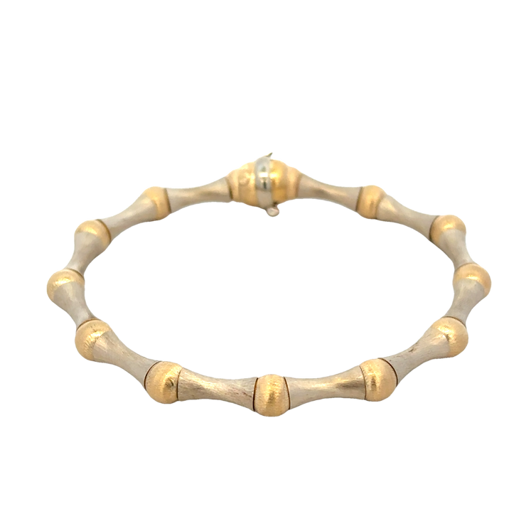 Two Tone Spiral Bracelet in Brushed 14k Gold