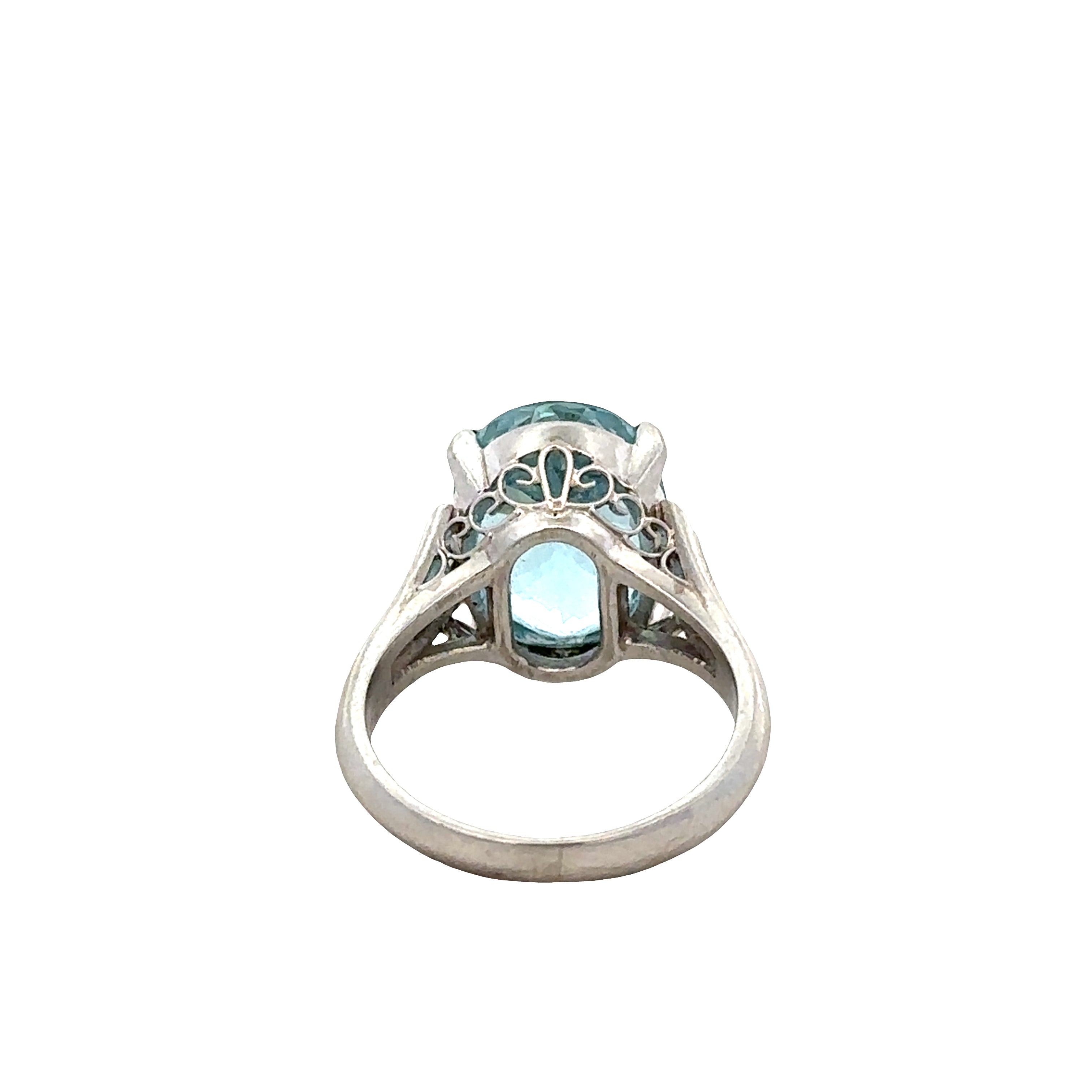 Platinum Oval Aquamarine Ring – Size 7
