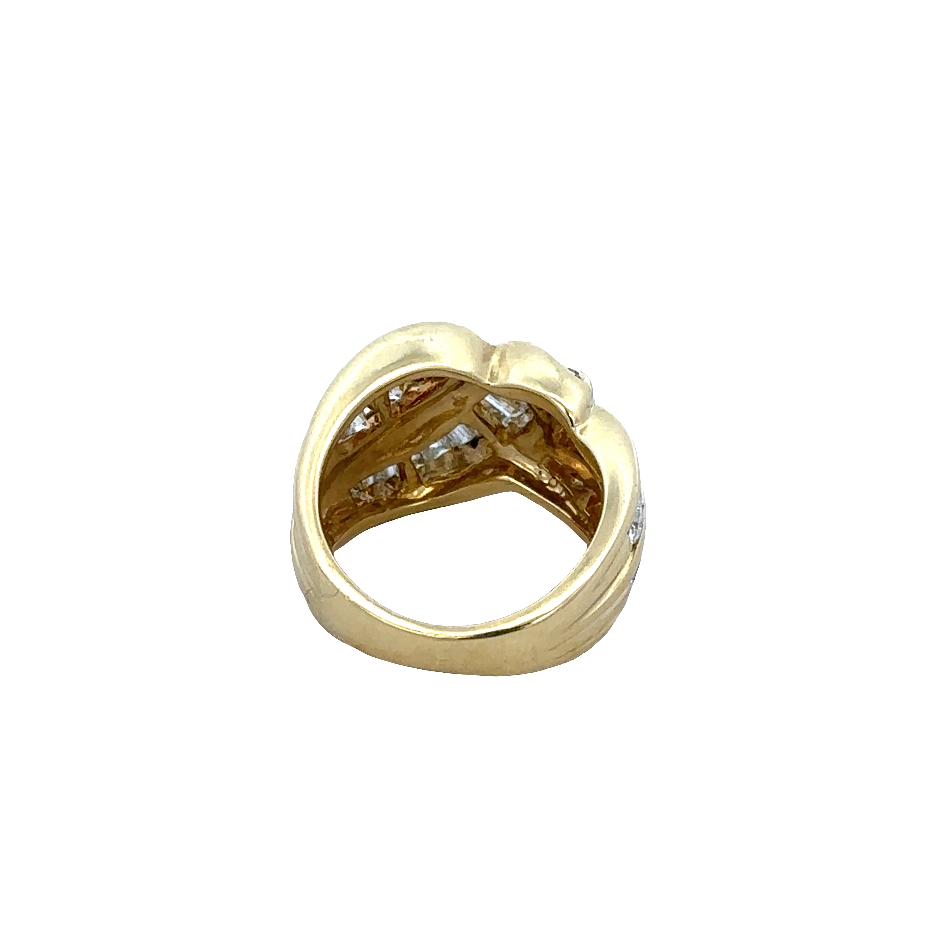 Vintage 18k Yellow Gold Baguette & Round Diamond Band – Size 4.75