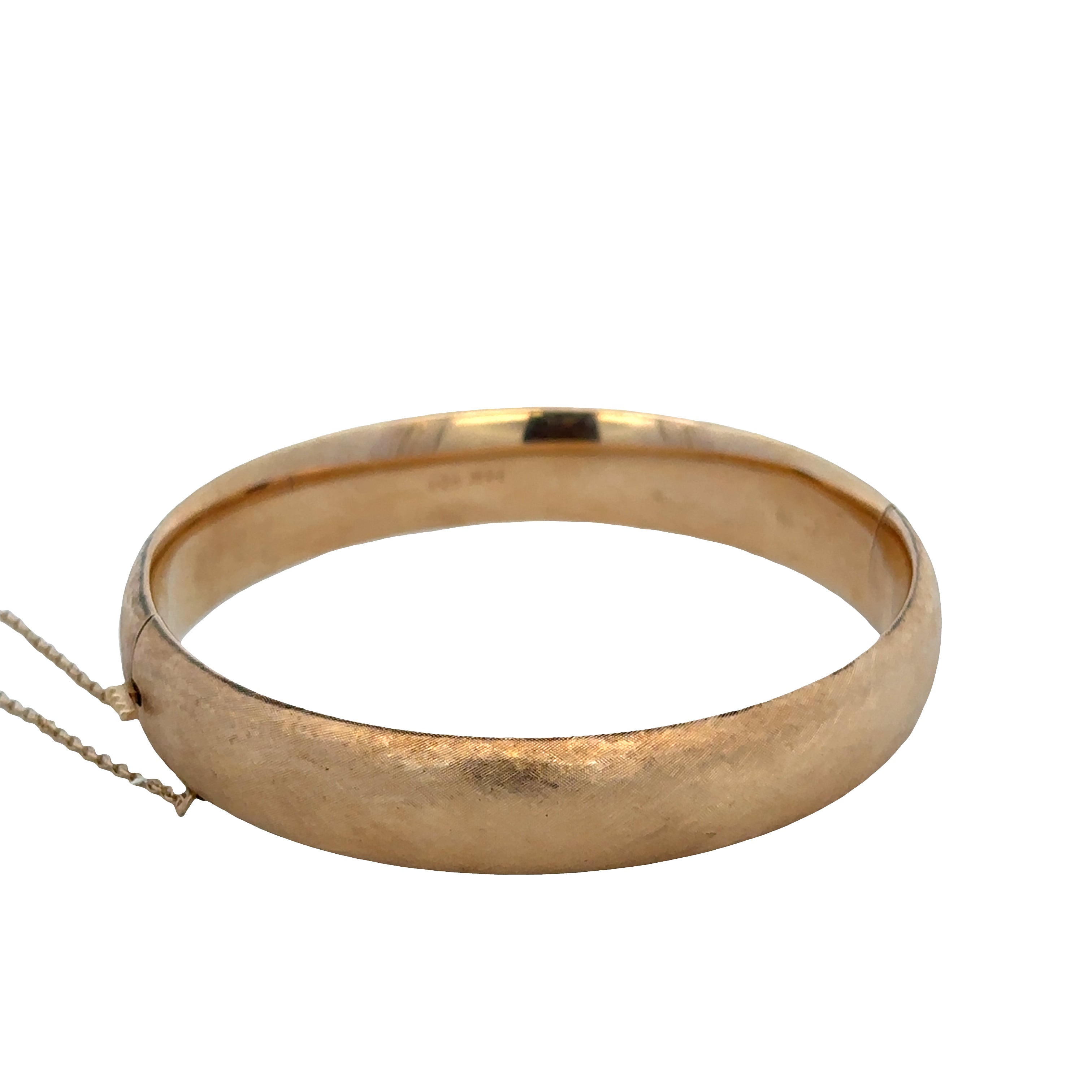 Vintage Mid-Century 14k Yellow Gold Florentine Hinged Bangle Bracelet by Binder Brothers