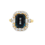 Blue Topaz and Diamond Ring in Yellow Gold