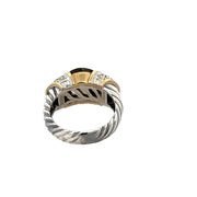 David Yurman Smoky Quartz and Diamond Ring in Silver and 14k Gold