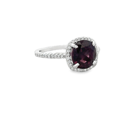 Red Spinel and Diamond Ring in White Gold