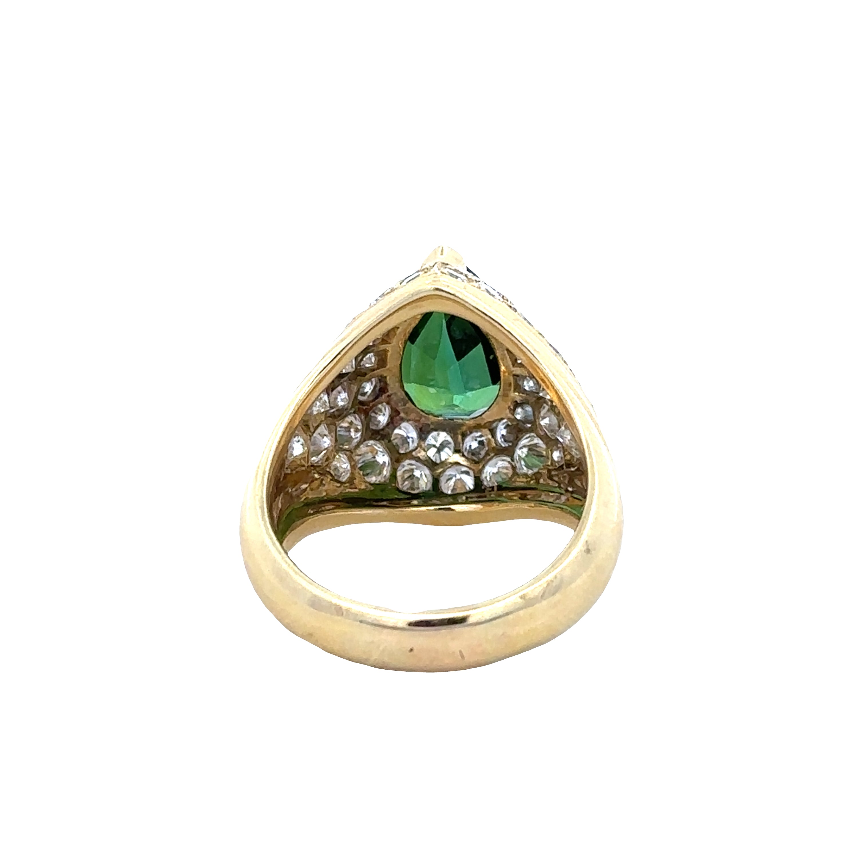 18k Yellow Gold Green Tourmaline and Diamond Ring – Size 6.75