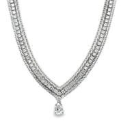 Statement Mesh Pear Cut Diamond Necklace in 18k White Gold