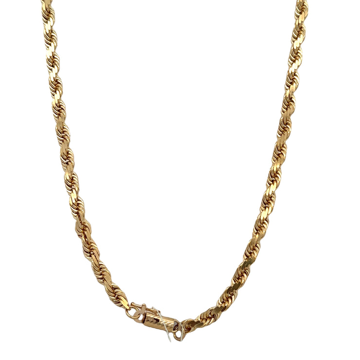 22" Diamond Cut Rope Chain in Yellow Gold