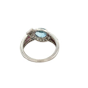 Vintage Art Deco 1.12 ct. Aquamarine, Ruby, and Diamond Ring in Platinum