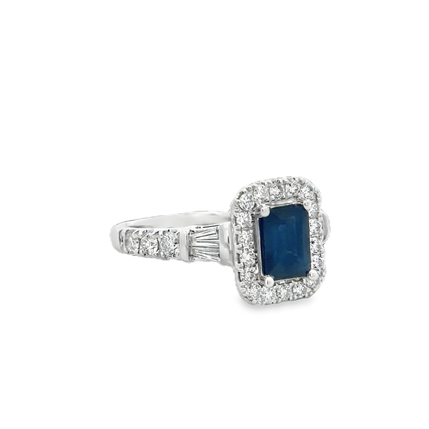 Sapphire and Diamond Ring in White Gold