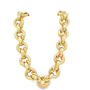 Heavy 16" Fancy Circle Link Necklace in 14k Yellow Gold