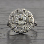 Vintage Art Deco Old European Cut Diamond Ring in Platinum