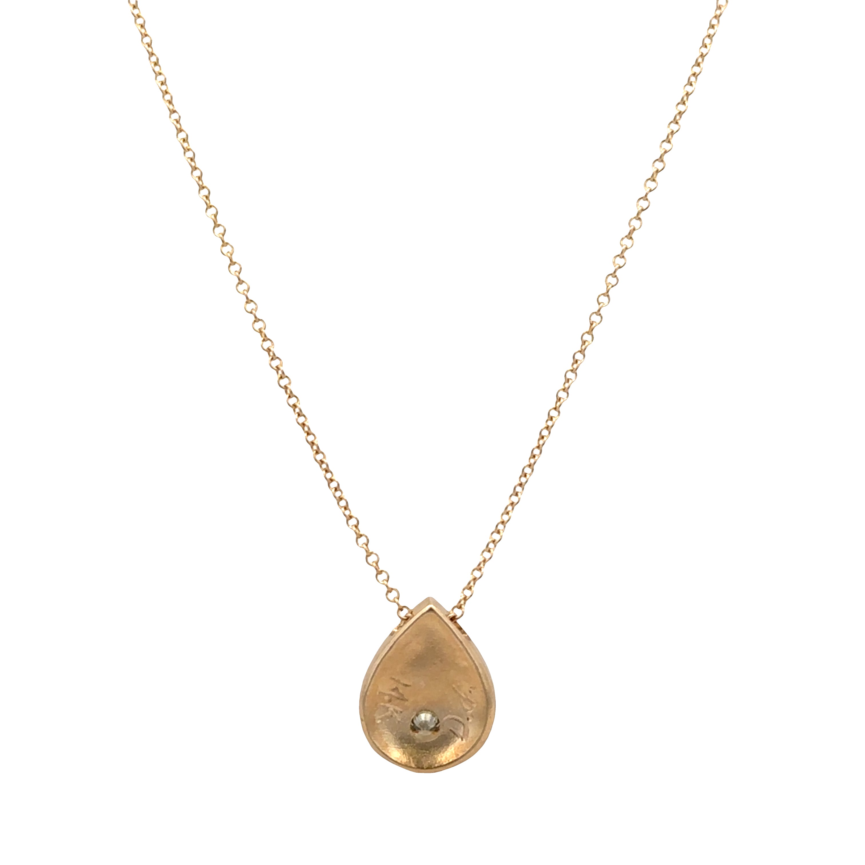 14k Yellow Gold Fancy Light Yellow Diamond Teardrop Slide Pendant Necklace – 18"