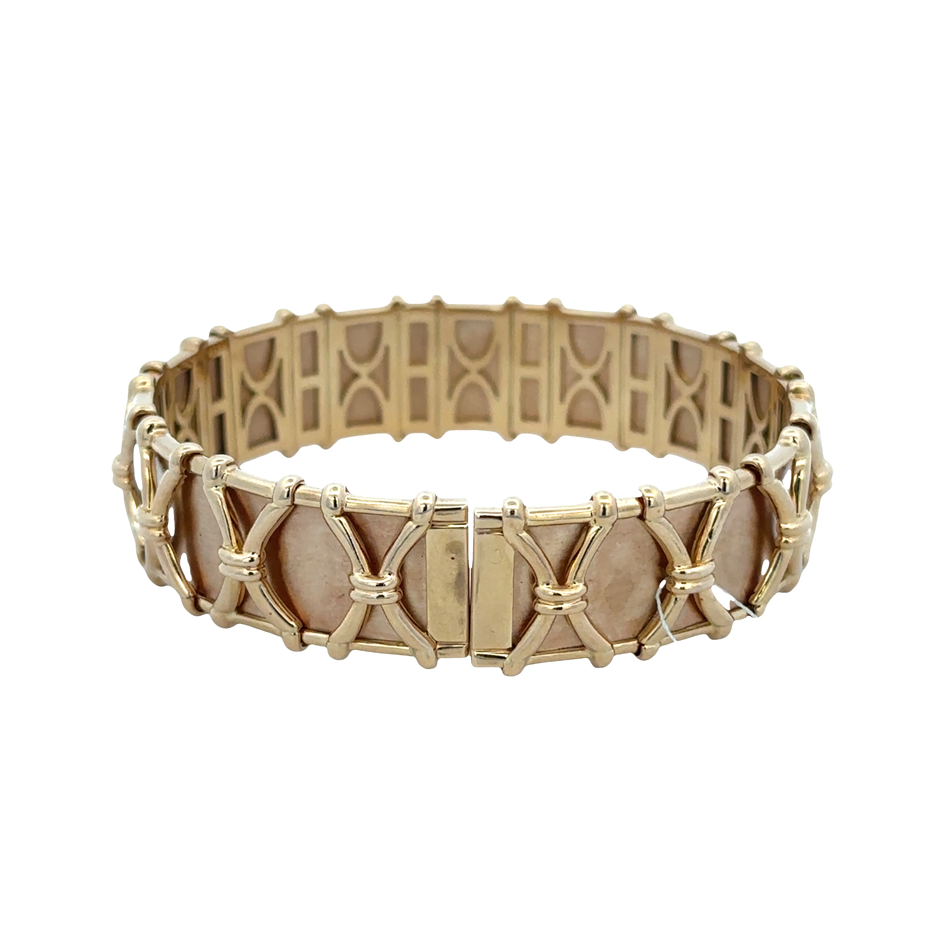 Heavy Textured Diamond Flexible Bangle Bracelet in 18k Yellow Gold