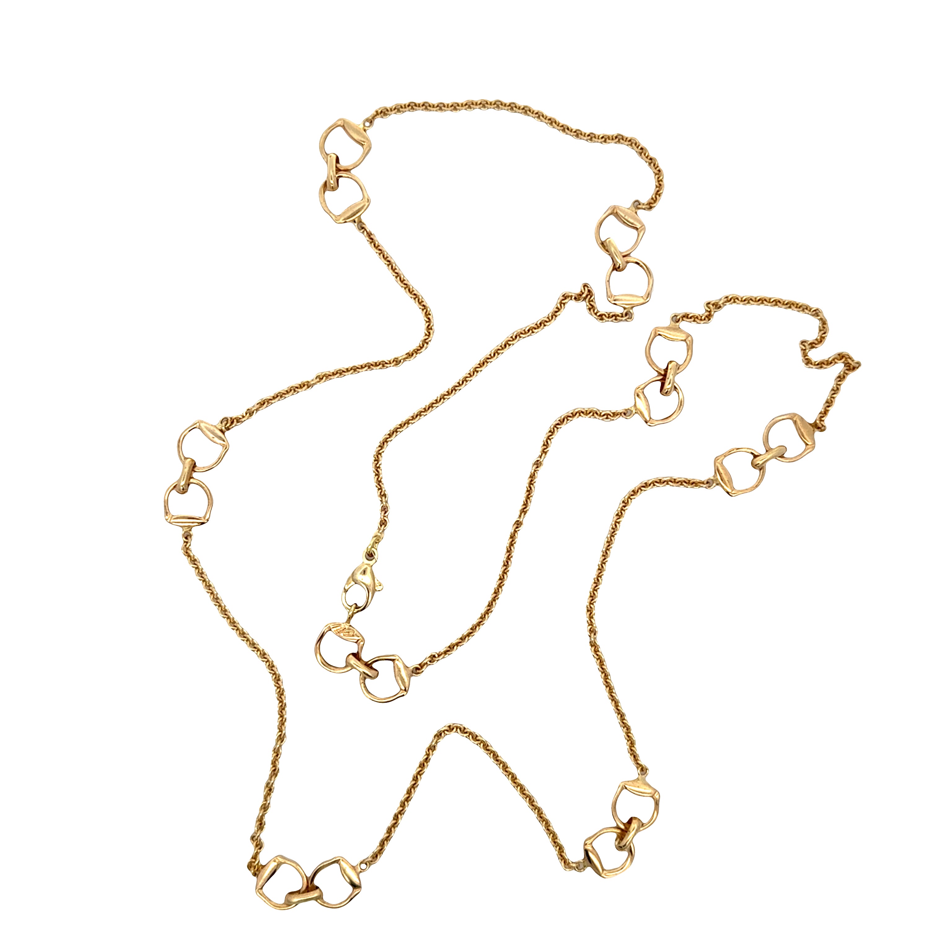 Vintage Roberto Coin 18k Yellow Gold Horsebit Necklace – 30" Long, Circa 1990–1995