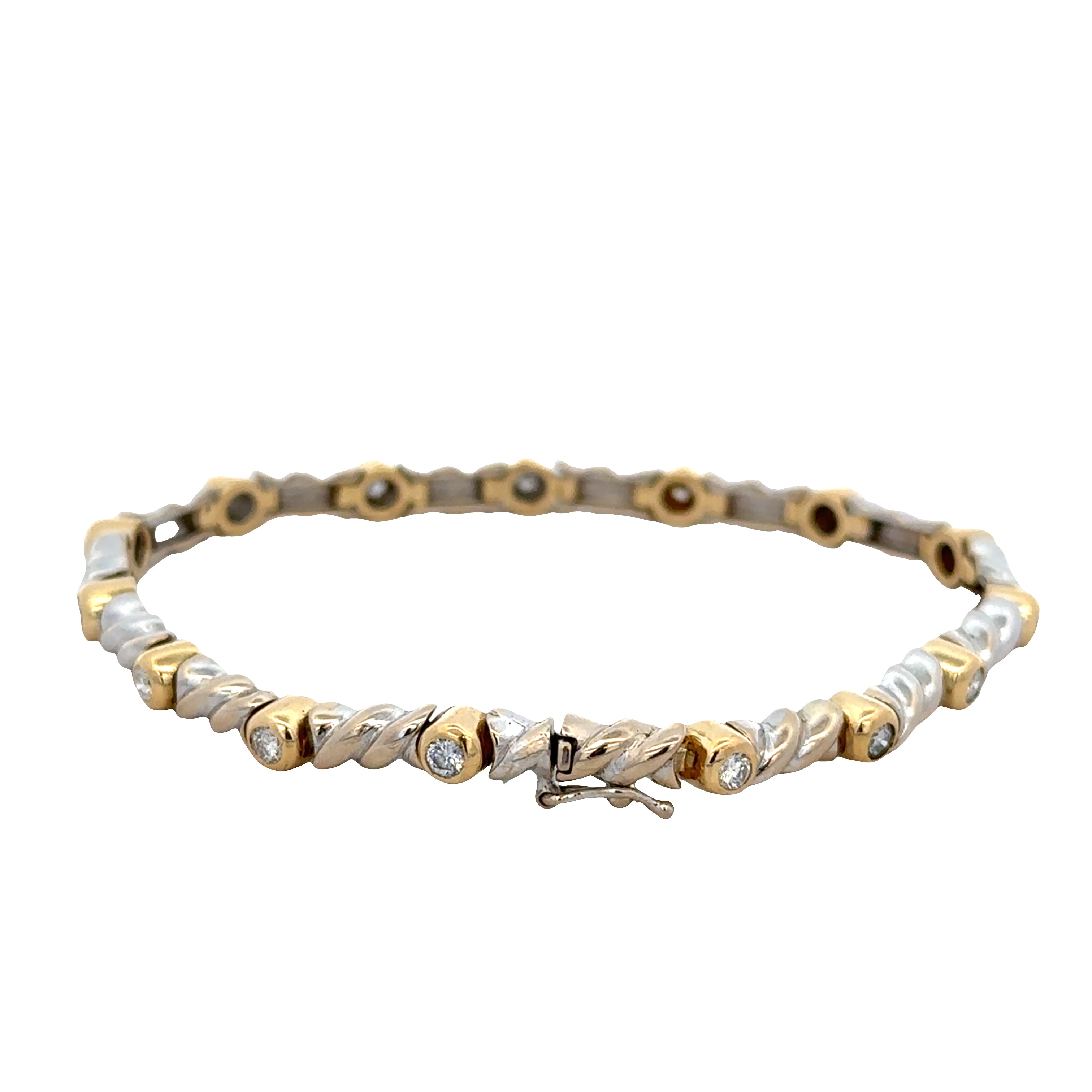 Two Tone Rope Accented Diamond Bracelet in 18k Gold