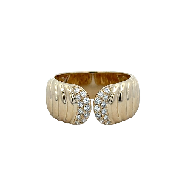 Ribbed Diamond Fashion Ring in Yellow Gold