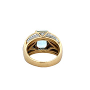 Statement Aquamarine and Diamond Ring in 18k Yellow Gold and Platinum