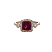 Rhodolite Garnet and Diamond Ring in Rose Gold