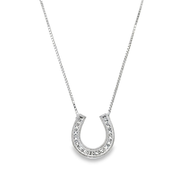 Diamond Horseshoe Necklace in White Gold