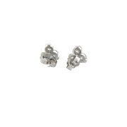 Petite Triple Diamond Stud Earrings in White Gold