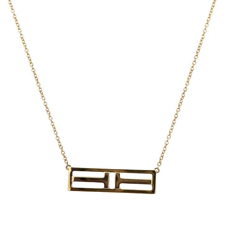 Estate Tiffany & Co. Diamond Accented Bar Necklace in 18k Gold