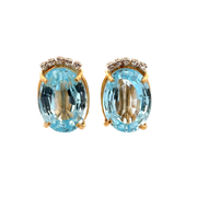 Statement Blue Topaz and Diamond Earrings in 18k Yellow Gold