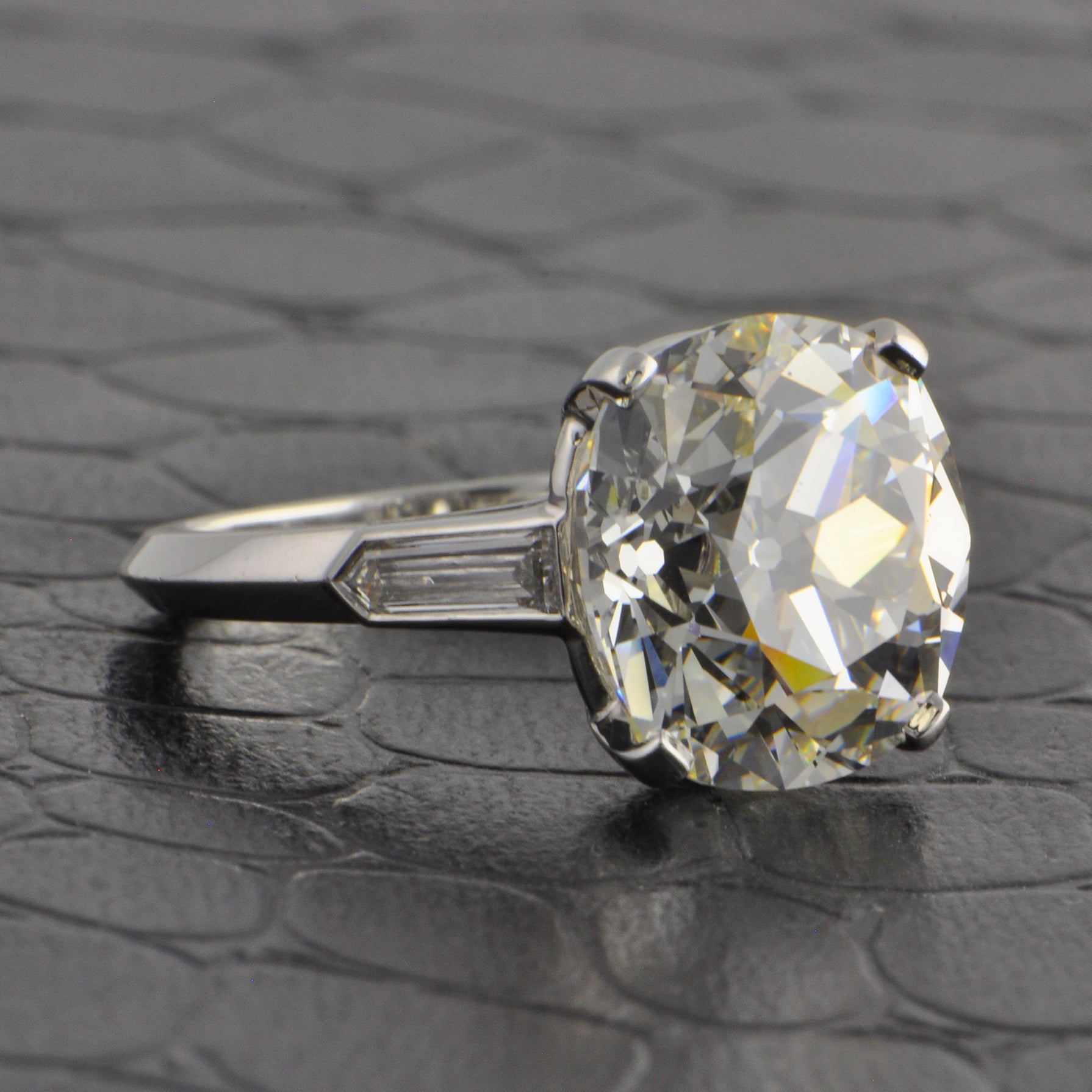 Stunning Vintage 8.31 ct. J-VS1 Antique Cushion Cut Diamond Engagement Ring in Platinum