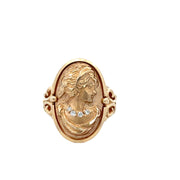 Diamond Accented Cameo Ring in Yellow Gold