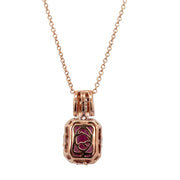 Garnet and Diamond Pendant in Rose Gold