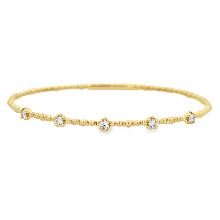 Flexible Diamond Bangle Bracelet in Yellow Gold