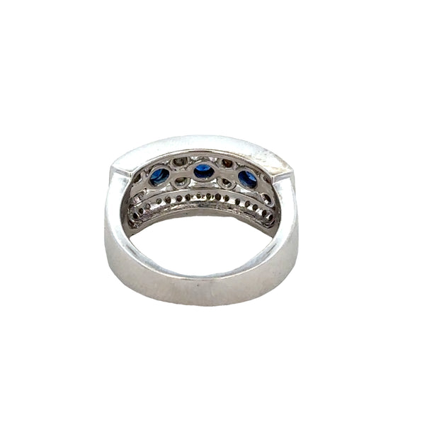 Sapphire and Diamond Band in White Gold Size 5.25