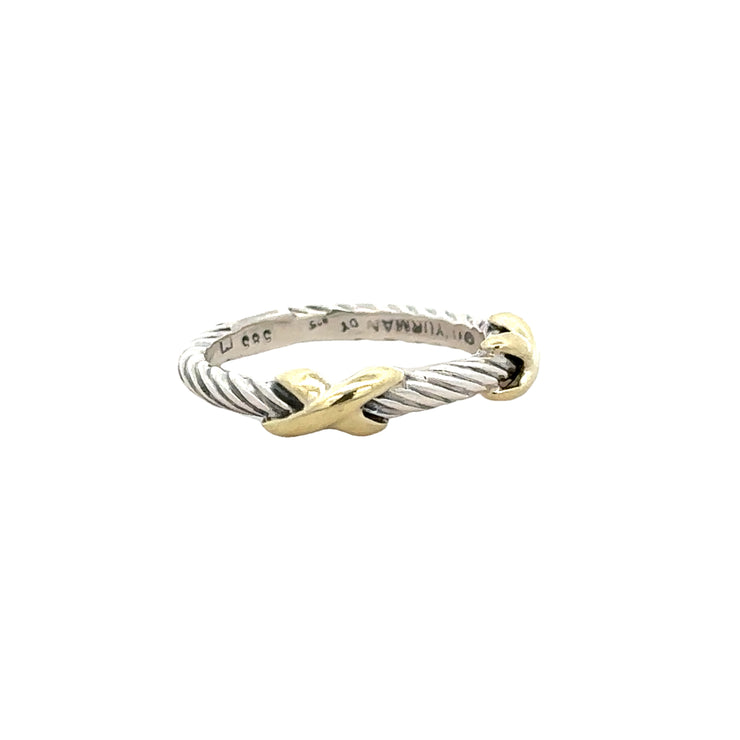 Sterling Silver and Yellow Gold Double "X" Band by David Yurman